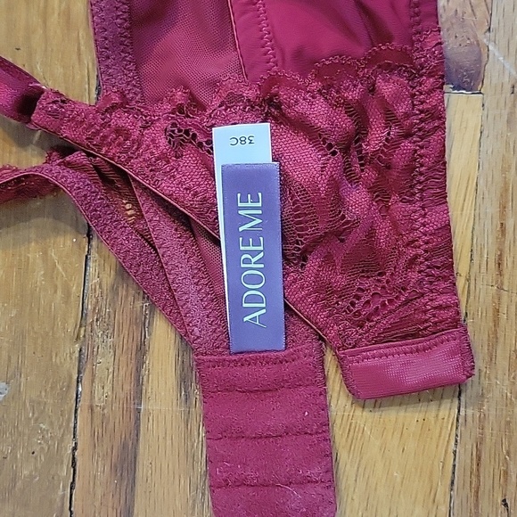 Brand new red lace padded push up bra Adore Me 38C Sexy red bra Valentines - Picture 8 of 10